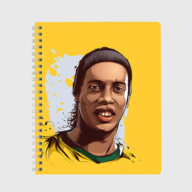 Тетрадь с принтом Ronaldinho , 100% бумага | 48 листов, плотность листов — 60 г/м2, плотность картонной обложки — 250 г/м2. Листы скреплены сбоку удобной пружинной спиралью. Уголки страниц и обложки скругленные. Цвет линий — светло-серый
 | Тематика изображения на принте: football | ronaldinho | роналдиньо | футбол | футболист