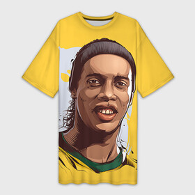 Платье-футболка 3D с принтом Ronaldinho ,  |  | football | ronaldinho | роналдиньо | футбол | футболист