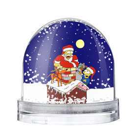 Снежный шар с принтом Новый год у Симпоснов , Пластик | Изображение внутри шара печатается на глянцевой фотобумаге с двух сторон | гомер