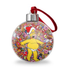 Ёлочный шар с принтом Обжора Гомер , Пластик | Диаметр: 77 мм | Тематика изображения на принте: гомер