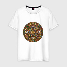 Мужская футболка хлопок с принтом Maya , 100% хлопок | прямой крой, круглый вырез горловины, длина до линии бедер, слегка спущенное плечо. | календарь | майя | орнамент | узор