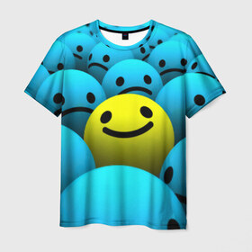 Мужская футболка 3D с принтом Смайлик , 100% полиэфир | прямой крой, круглый вырез горловины, длина до линии бедер | 2016 | новые | популярные | прикольные | смайлик
