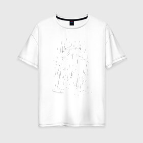 Женская футболка хлопок Oversize с принтом Totoro in rain , 100% хлопок | свободный крой, круглый ворот, спущенный рукав, длина до линии бедер
 | аниме | дождь | сосед | тоторо | япония