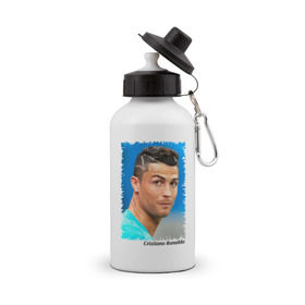 Бутылка спортивная с принтом Cristiano Ronaldo , металл | емкость — 500 мл, в комплекте две пластиковые крышки и карабин для крепления | cristiano ronaldo | криштиану роналду | лига чемпионов | мю | португалия | реал мадрид | футбол