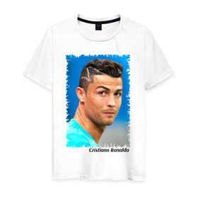 Мужская футболка хлопок с принтом Cristiano Ronaldo , 100% хлопок | прямой крой, круглый вырез горловины, длина до линии бедер, слегка спущенное плечо. | cristiano ronaldo | криштиану роналду | лига чемпионов | мю | португалия | реал мадрид | футбол