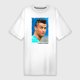 Платье-футболка хлопок с принтом Cristiano Ronaldo ,  |  | cristiano ronaldo | криштиану роналду | лига чемпионов | мю | португалия | реал мадрид | футбол