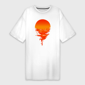 Платье-футболка хлопок с принтом Sunset ,  |  | sun | закат | краски | солнце