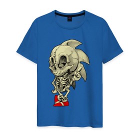 Мужская футболка хлопок с принтом Sonic skeleton , 100% хлопок | прямой крой, круглый вырез горловины, длина до линии бедер, слегка спущенное плечо. | скелет