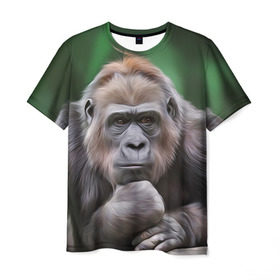 Мужская футболка 3D с принтом Обезьяна , 100% полиэфир | прямой крой, круглый вырез горловины, длина до линии бедер | 2016 | мартышка | обезьяна | с новым годом | символ нг