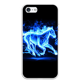 Чехол для iPhone 5/5S матовый с принтом Ледяной конь , Силикон | Область печати: задняя сторона чехла, без боковых панелей | арт | лёд | лошадь | огонь | пламя