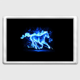 Магнит 45*70 с принтом Ледяной конь , Пластик | Размер: 78*52 мм; Размер печати: 70*45 | арт | лёд | лошадь | огонь | пламя