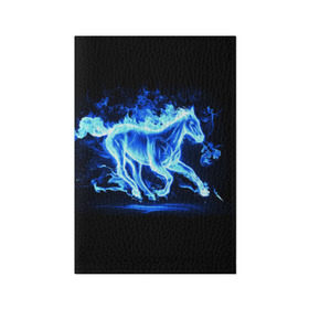 Обложка для паспорта матовая кожа с принтом Ледяной конь , натуральная матовая кожа | размер 19,3 х 13,7 см; прозрачные пластиковые крепления | Тематика изображения на принте: арт | лёд | лошадь | огонь | пламя