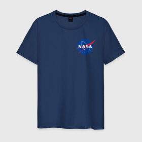 Мужская футболка хлопок с принтом NASA , 100% хлопок | прямой крой, круглый вырез горловины, длина до линии бедер, слегка спущенное плечо. | астронавты | космос | наса