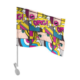 Флаг для автомобиля с принтом POP ART , 100% полиэстер | Размер: 30*21 см | omg | pop art | арт | поп | ретро | уорхол | энди
