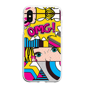 Чехол для iPhone XS Max матовый с принтом POP ART , Силикон | Область печати: задняя сторона чехла, без боковых панелей | Тематика изображения на принте: omg | pop art | арт | поп | ретро | уорхол | энди