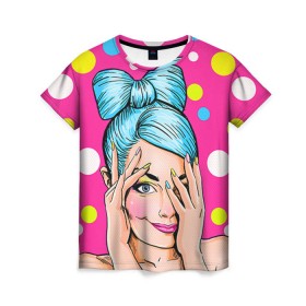 Женская футболка 3D с принтом POP ART , 100% полиэфир ( синтетическое хлопкоподобное полотно) | прямой крой, круглый вырез горловины, длина до линии бедер | omg | pop art | арт | поп | ретро | уорхол | энди