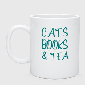 Кружка с принтом CATS, BOOKS & TEA , керамика | объем — 330 мл, диаметр — 80 мм. Принт наносится на бока кружки, можно сделать два разных изображения | Тематика изображения на принте: books  tea книги коты кисы чай кофе | cats