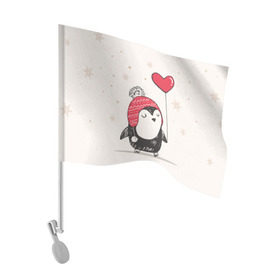Флаг для автомобиля с принтом Пингвин с шариком , 100% полиэстер | Размер: 30*21 см | пингвин