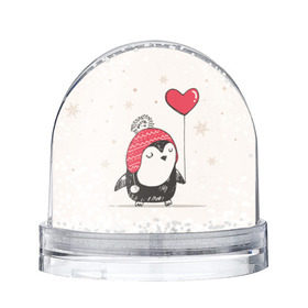 Снежный шар с принтом Пингвин с шариком , Пластик | Изображение внутри шара печатается на глянцевой фотобумаге с двух сторон | Тематика изображения на принте: пингвин