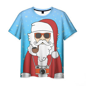 Мужская футболка 3D с принтом Дед мороз , 100% полиэфир | прямой крой, круглый вырез горловины, длина до линии бедер | Тематика изображения на принте: 2016 | christmas | hipster | new year | дед мороз | животные | нг | новый год | рождество | с новым годом | санта | хипстер