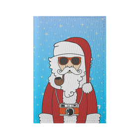 Обложка для паспорта матовая кожа с принтом Дед мороз , натуральная матовая кожа | размер 19,3 х 13,7 см; прозрачные пластиковые крепления | Тематика изображения на принте: 2016 | christmas | hipster | new year | дед мороз | животные | нг | новый год | рождество | с новым годом | санта | хипстер