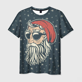 Мужская футболка 3D с принтом Санта хипстер , 100% полиэфир | прямой крой, круглый вырез горловины, длина до линии бедер | 2016 | christmas | hipster | new year | дед мороз | нг | новый год | рождество | с новым годом | санта | хипстер