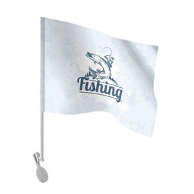 Флаг для автомобиля с принтом Рыбалка , 100% полиэстер | Размер: 30*21 см | fishing | рыба | рыбак | рыбалка | туризм