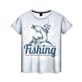 Женская футболка 3D с принтом Рыбалка , 100% полиэфир ( синтетическое хлопкоподобное полотно) | прямой крой, круглый вырез горловины, длина до линии бедер | fishing | рыба | рыбак | рыбалка | туризм