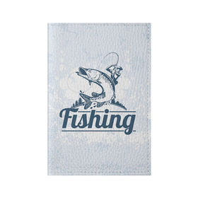 Обложка для паспорта матовая кожа с принтом Рыбалка , натуральная матовая кожа | размер 19,3 х 13,7 см; прозрачные пластиковые крепления | Тематика изображения на принте: fishing | рыба | рыбак | рыбалка | туризм