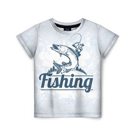 Детская футболка 3D с принтом Рыбалка , 100% гипоаллергенный полиэфир | прямой крой, круглый вырез горловины, длина до линии бедер, чуть спущенное плечо, ткань немного тянется | Тематика изображения на принте: fishing | рыба | рыбак | рыбалка | туризм