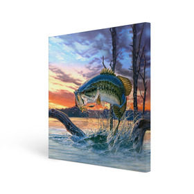 Холст квадратный с принтом Рыба , 100% ПВХ |  | Тематика изображения на принте: fishing | рыба | рыбак | рыбалка | туризм