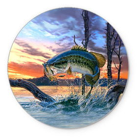 Коврик круглый с принтом Рыба , резина и полиэстер | круглая форма, изображение наносится на всю лицевую часть | Тематика изображения на принте: fishing | рыба | рыбак | рыбалка | туризм