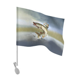 Флаг для автомобиля с принтом Щука , 100% полиэстер | Размер: 30*21 см | fishing | рыба | рыбак | рыбалка | туризм | щука