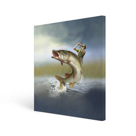 Холст квадратный с принтом Щука , 100% ПВХ |  | Тематика изображения на принте: fishing | рыба | рыбак | рыбалка | туризм | щука