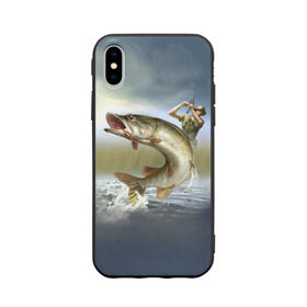 Чехол для Apple iPhone X силиконовый матовый с принтом Щука , Силикон | Печать на задней стороне чехла, без боковой панели | fishing | рыба | рыбак | рыбалка | туризм | щука