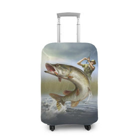 Чехол для чемодана 3D с принтом Щука , 86% полиэфир, 14% спандекс | двустороннее нанесение принта, прорези для ручек и колес | fishing | рыба | рыбак | рыбалка | туризм | щука