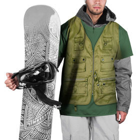 Накидка на куртку 3D с принтом Жилетка рыбака , 100% полиэстер |  | fishing | жилет | камуфляж | рыба | рыбак | рыбалка | туризм