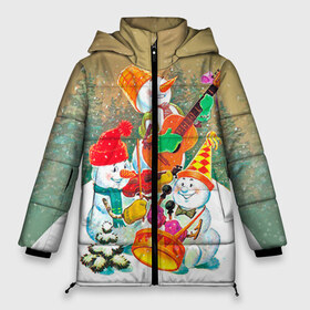Женская зимняя куртка 3D с принтом Снеговики , верх — 100% полиэстер; подкладка — 100% полиэстер; утеплитель — 100% полиэстер | длина ниже бедра, силуэт Оверсайз. Есть воротник-стойка, отстегивающийся капюшон и ветрозащитная планка. 

Боковые карманы с листочкой на кнопках и внутренний карман на молнии | 2016 | год | новый | открытка | ретро | с новым годом | снеговик | советский | ссср