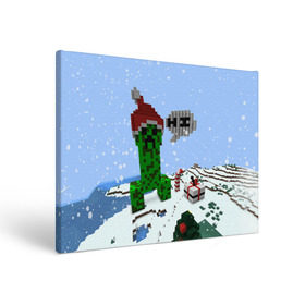 Холст прямоугольный с принтом Minecraft , 100% ПВХ |  | Тематика изображения на принте: creeper | крипер | майнкрафт | новогодний
