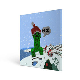 Холст квадратный с принтом Minecraft , 100% ПВХ |  | Тематика изображения на принте: creeper | крипер | майнкрафт | новогодний