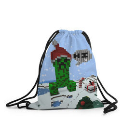 Рюкзак-мешок 3D с принтом Minecraft , 100% полиэстер | плотность ткани — 200 г/м2, размер — 35 х 45 см; лямки — толстые шнурки, застежка на шнуровке, без карманов и подкладки | creeper | крипер | майнкрафт | новогодний