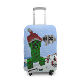 Чехол для чемодана 3D с принтом Minecraft , 86% полиэфир, 14% спандекс | двустороннее нанесение принта, прорези для ручек и колес | creeper | крипер | майнкрафт | новогодний