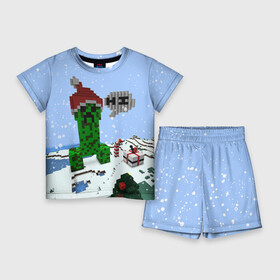 Детский костюм с шортами 3D с принтом Minecraft ,  |  | creeper | крипер | майнкрафт | новогодний