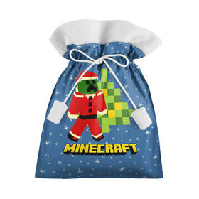 Подарочный 3D мешок с принтом Minecraft , 100% полиэстер | Размер: 29*39 см | крипер
