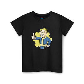 Детская футболка хлопок с принтом Vault Boy , 100% хлопок | круглый вырез горловины, полуприлегающий силуэт, длина до линии бедер | boy | fallout | pip | vault | vault boyубежище | фаллаут