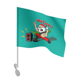 Флаг для автомобиля с принтом Дед мороз рокер , 100% полиэстер | Размер: 30*21 см | heavy metal | rock | santa claus | дед мороз | рок | с новым годом | санта | санта клаус
