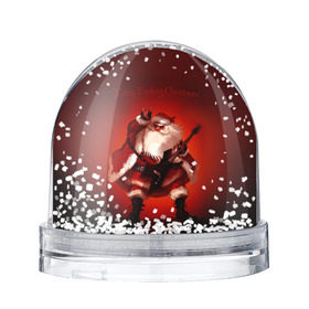 Снежный шар с принтом Дед Мороз рокер , Пластик | Изображение внутри шара печатается на глянцевой фотобумаге с двух сторон | heavy metal | rock | santa claus | дед мороз | рок | с новым годом | санта | санта клаус