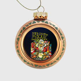 Стеклянный ёлочный шар с принтом Дед мороз рокер , Стекло | Диаметр: 80 мм | heavy metal | rock | santa claus | дед мороз | рок | с новым годом | санта | санта клаус