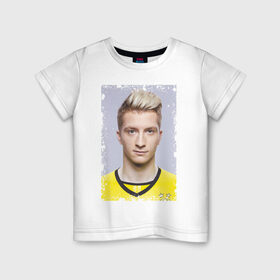 Детская футболка хлопок с принтом Marco Reus (retro style) , 100% хлопок | круглый вырез горловины, полуприлегающий силуэт, длина до линии бедер | marco reus | retro style | германия | лига чемпионов | марко ройс | футбол