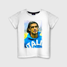 Детская футболка хлопок с принтом Paolo Maldini (retro style) , 100% хлопок | круглый вырез горловины, полуприлегающий силуэт, длина до линии бедер | Тематика изображения на принте: paolo maldini | retro style | италия | лига чемпионов | милан | паоло мальдини | футбол